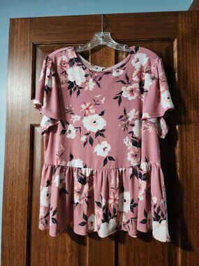 CATO floral peplum top